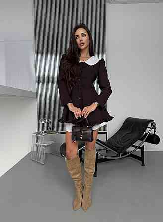 Женское стильное романтичное платье + шорты костюмка и коттон Шоколад, 46/48 Одесса