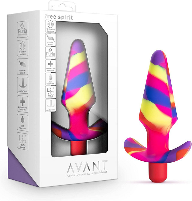 Анальная пробка конусообразная с вибрацией Blush Avant разноцветная Sex Aura Киев - изображение 1