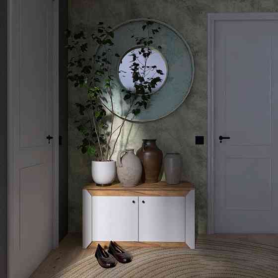 Тумба 2-х дверна закрита Еверест Нордік-980 98х38х53 см Білий + Дуб крафт золотий (DTM-5525) Львів