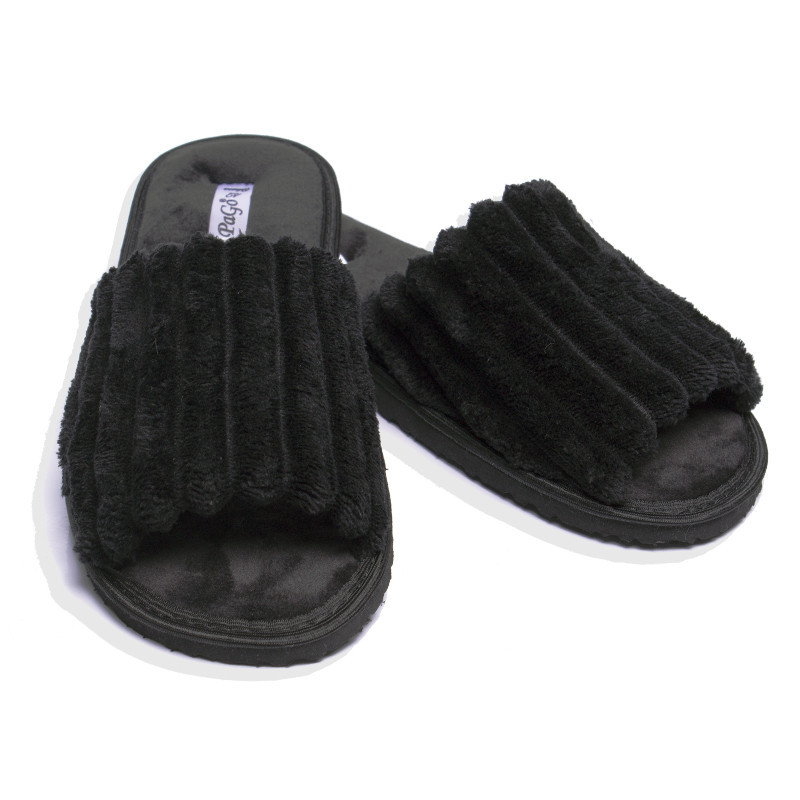 Тапочки чоловічі з відкритим носком та легкою підошвою PaGo великий вельвет чорні Одеса - фото 7