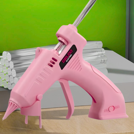 Термопістолет для клею бездротовий акумуляторний пістолет клейовий для ремонту, рукоділля та творчості, рожевий Кам'янець-Подільський