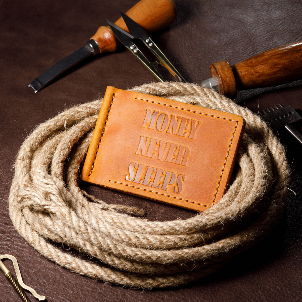 Затиск зі шкіри для грошей чоловічий з відділеннями для карт, місткий гаманець на кнопціMasterSem Київ - фото 8