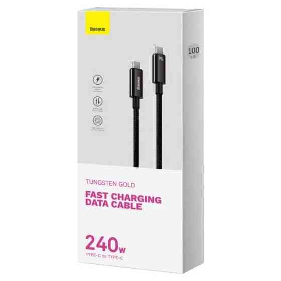 Кабель Type-C Baseus Tungsten Gold швидка зарядка та передача даних 240W 2m Black CAWJ040101 Одеса