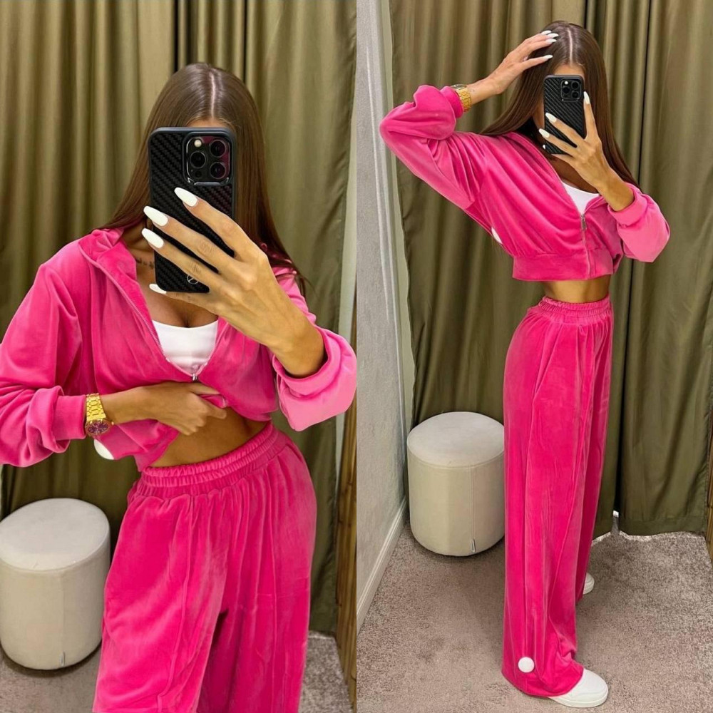 Жіночий стильний повсякденний костюм, двойка якісний турецький велюр Малина, 42/44 Одеса - фото 1