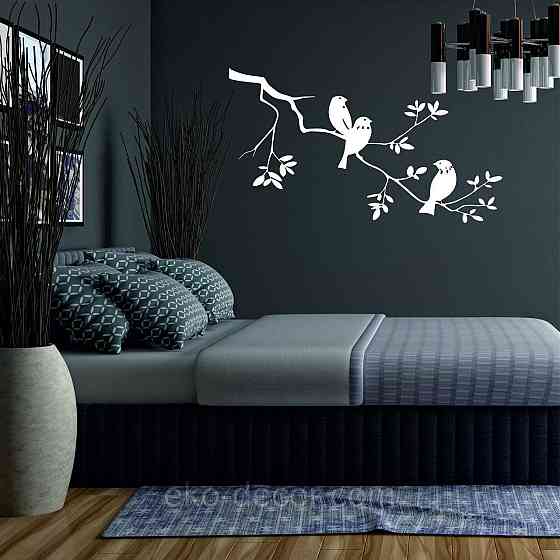 Декоративное настенное Панно «Птички на ветке», Декор на стену 90*51 см, Белый Киев