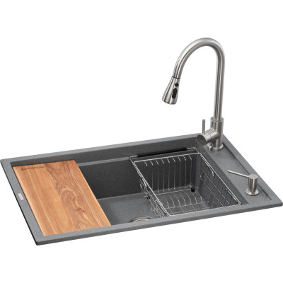Мийка кухонна GRANADO Basic Artes grafito (+ змішувач Campo LUX inox + дозатор Redondo inox + кошик + (ksg1109) Вінниця - фото 1
