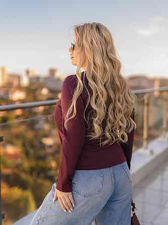 Жіноча кофточка з декольте сітка "Annabel" | Батал Чорний, 50-52 54-56, Бордовий Київ