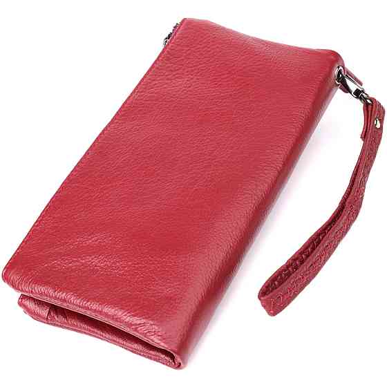 Шкіряний гаманець на три відділення ST Leather 23108 Бордовий Київ