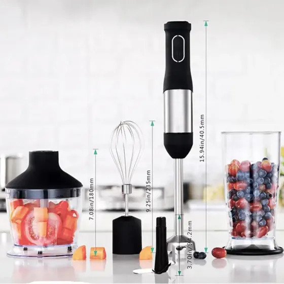 Блендер ручной 5 в 1 на 1500 Вт с измельчителем и насадками миксер и вспенитель молока 20 скоростей Zepline Коломыя