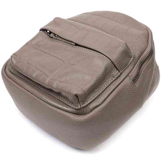 Жіночий компактний рюкзак з натуральної шкіри Vintage 22435 Сірий Київ