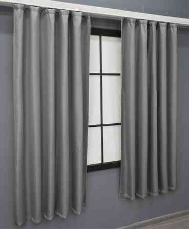 Комплект коротких штор VR-Textil Лен-блэкаут № 1797ш Серый 130х170см 2 шт (35-0380) Киев