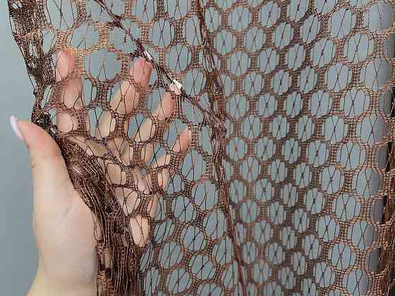 Кухонна арка VR-Textil № 000к сітка з макраме коричневий з білим 270х165 см (51-271) Київ