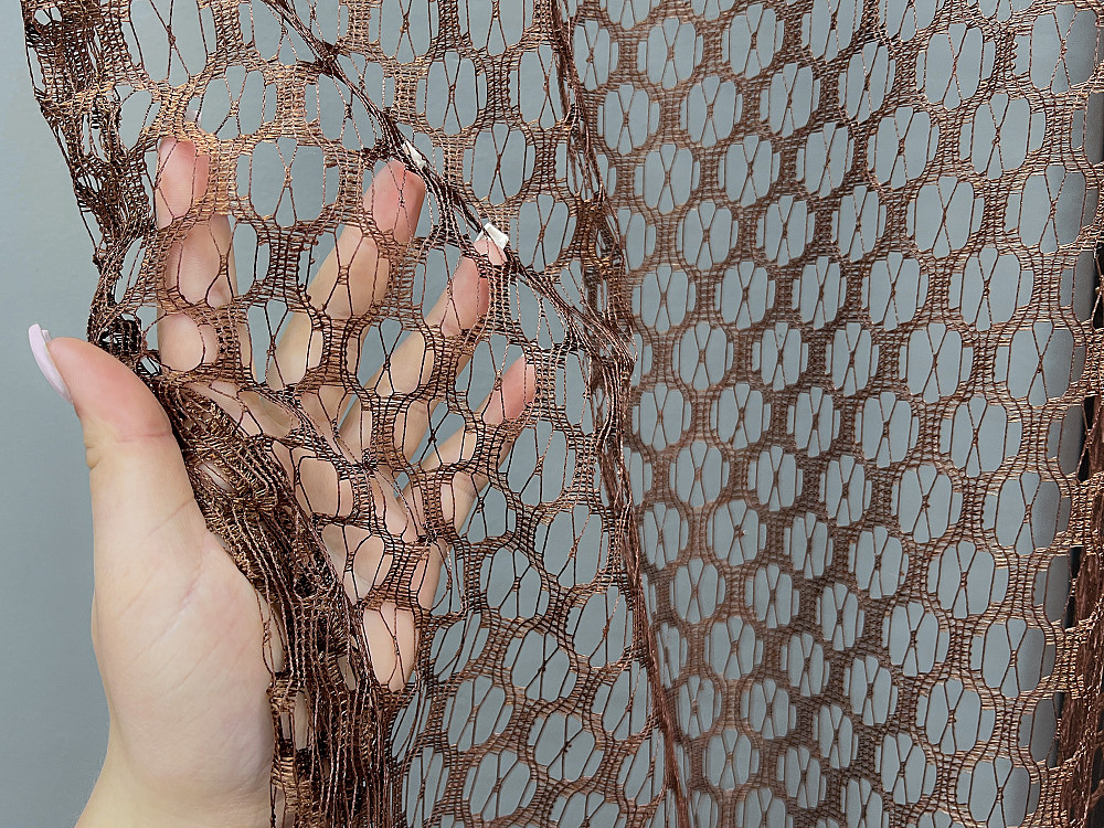 Кухонна арка VR-Textil № 000к сітка з макраме коричневий з білим 270х165 см (51-271) Київ - фото 3