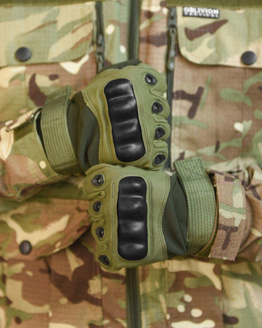 Перчатки тактичні чоловічі повнопалі хакі з захистом Одеса - фото 2