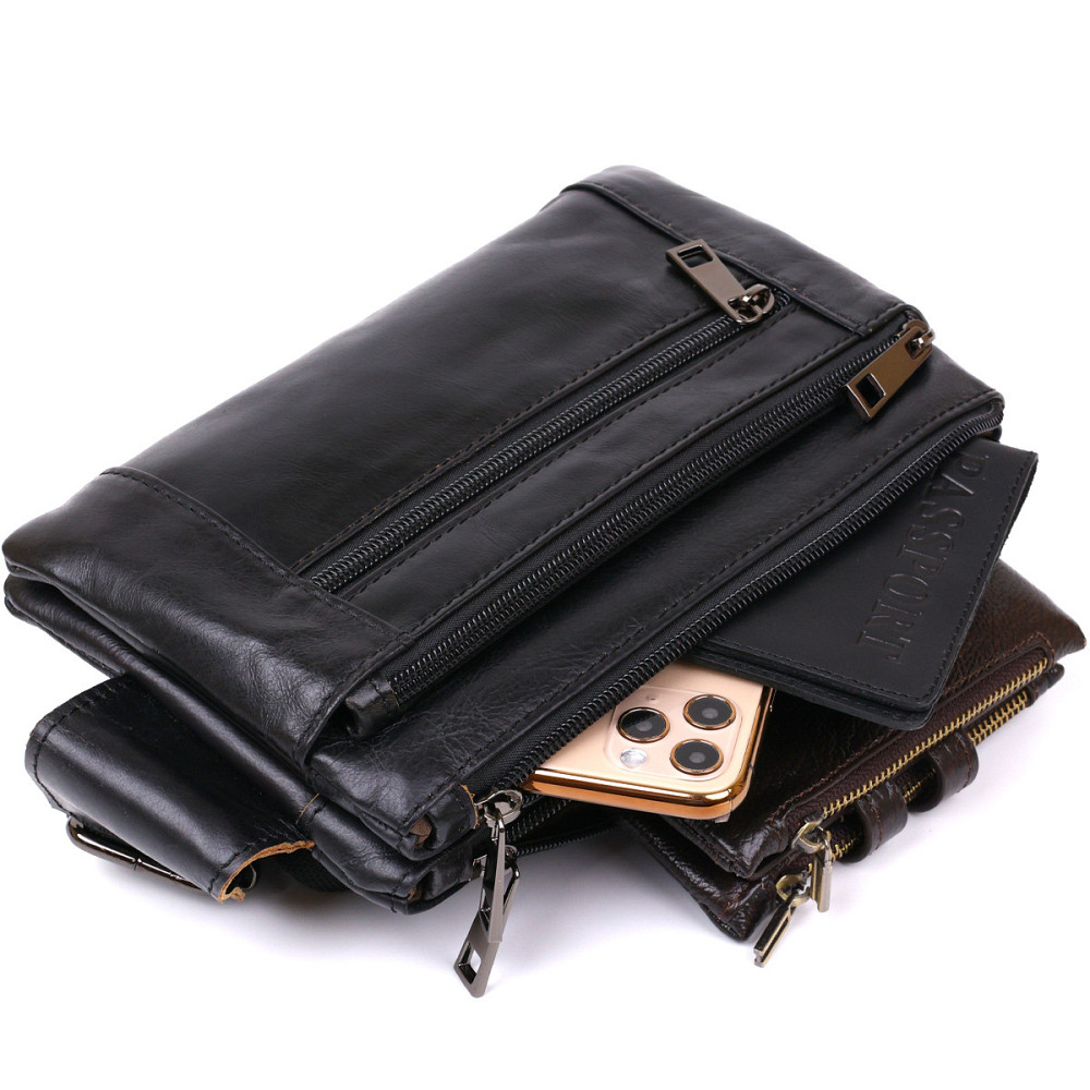 Чоловіча сумка на пояс із натуральної шкіри Vintage 20474 Чорний Київ - фото 7