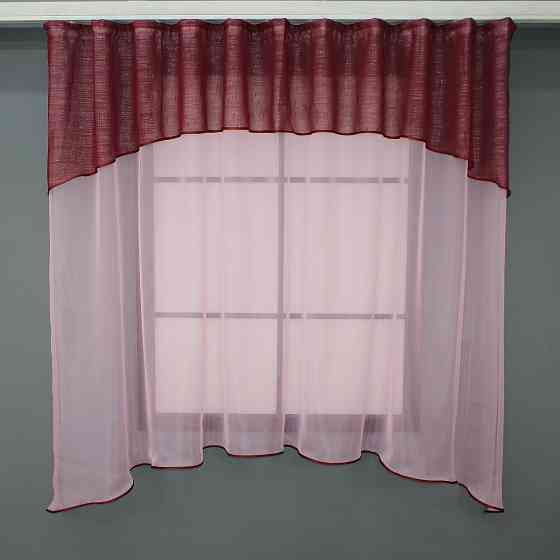 Гардина арка на кухню VR-Textil № 036к Розовый с бордовым 270х170 см (50-510) Киев