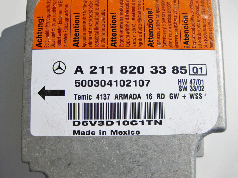 Mercedes-Benz  A2118203385 Блок управління подушок безпеки E-Class W211 CLS C219 Одесса - изображение 3