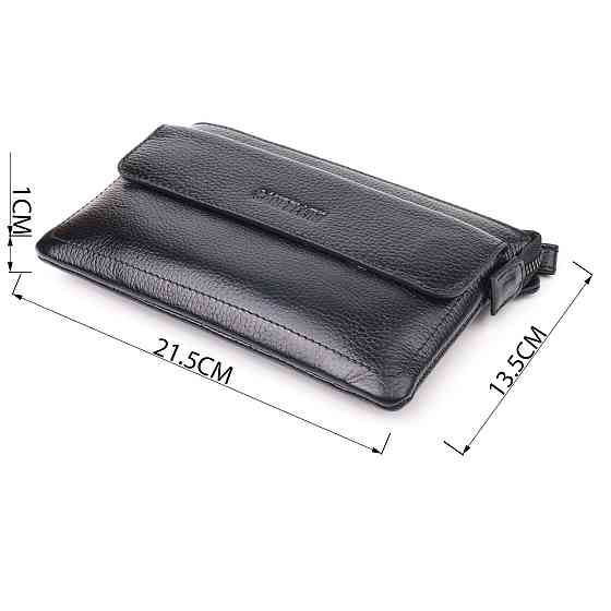 Стильный клатч для мужчин из натуральной кожи CANPELLINI 21546 Черный Киев