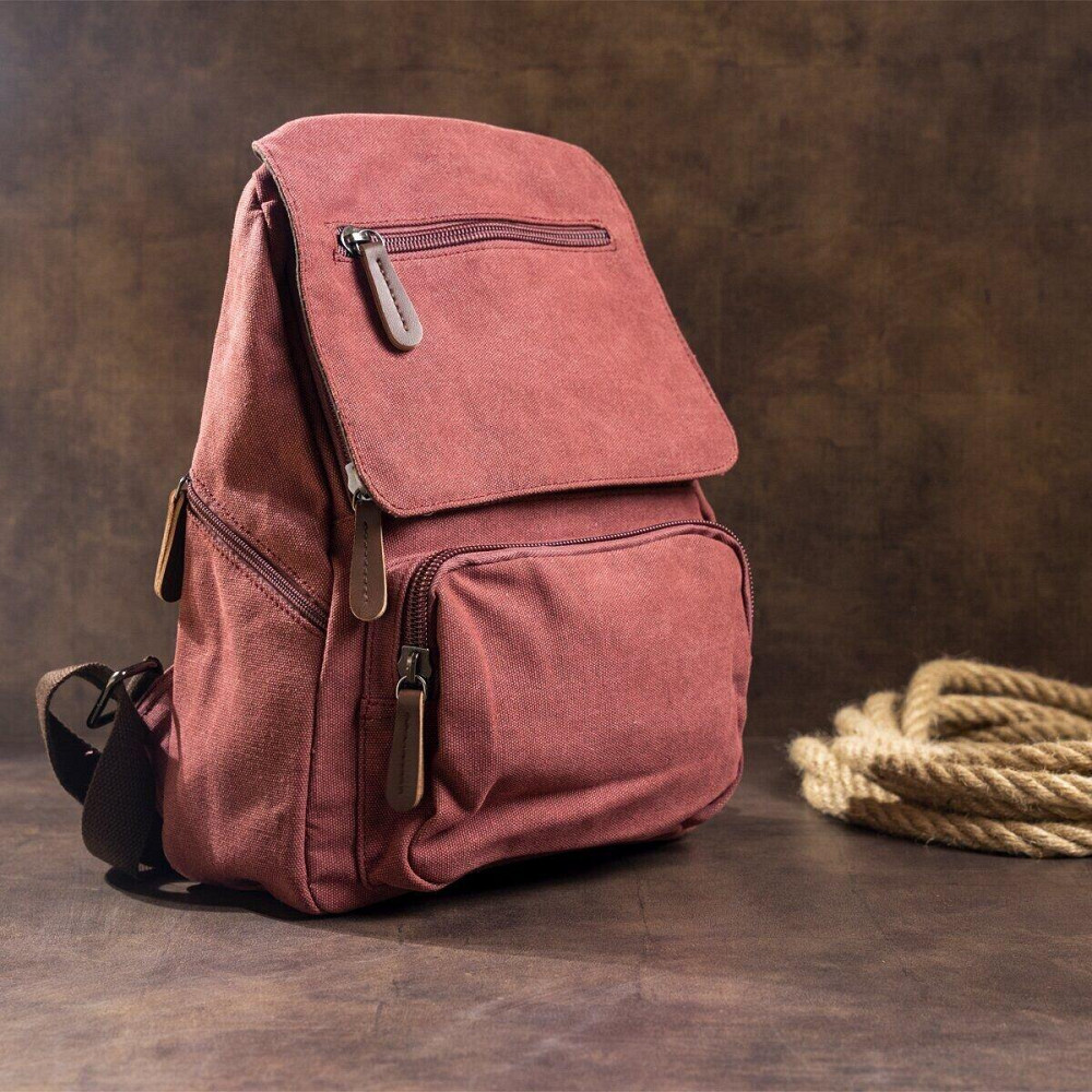 Женский текстильный рюкзак для города прогулок и повседневного использования Vintage 20195 Малиновый Киев - изображение 19