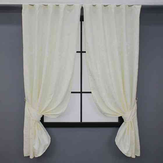 Комплект коротких штор VR-Textil Льон мармур Pavliani № 1172ш Кремовий 130х170 см 2 шт (35-0068) Київ