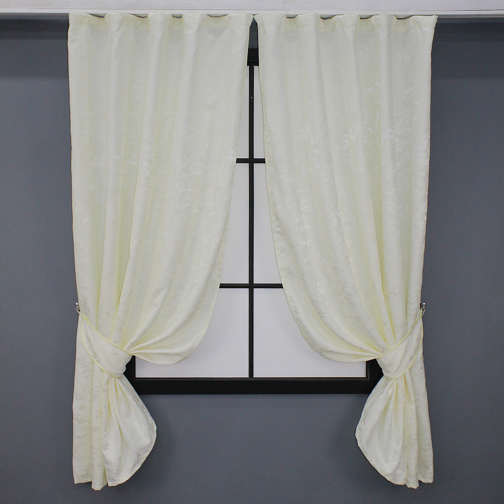 Комплект коротких штор VR-Textil Лен мрамор Pavliani № 1172ш Кремовый 130х170 см 2 шт (35-0068) Киев - изображение 1