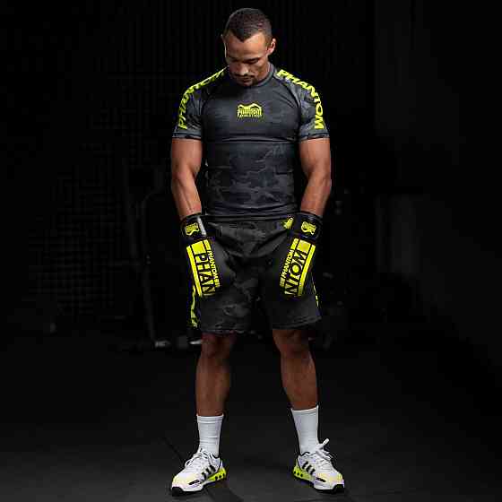 Боксерські рукавиці Phantom APEX Elastic Neon Black/Yellow 16 унцій (Бінті 4м. у подарунок) Кам'янське