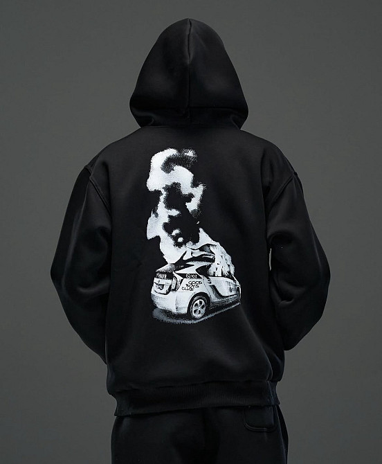 Костюм оверсайз Police on Fire – худі та джогери з принтом горить Пріус Чернівці - фото 2