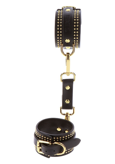 Поножі Taboom Vogue Studded Ankle Cuffs Set із веганської шкіри, чорні із золотистою фурнітурою Sex Aura Київ - фото 5