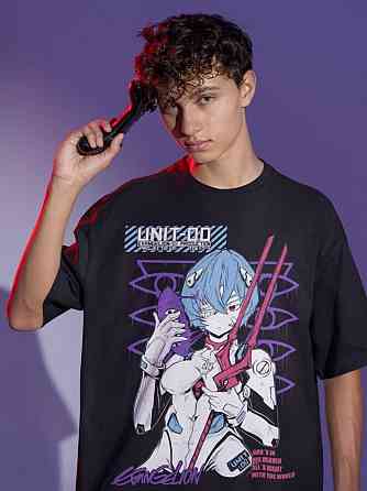 Футболка аниме Евангелион оверсайз (S/M/L) Черний AnimeJ0892 Днепр