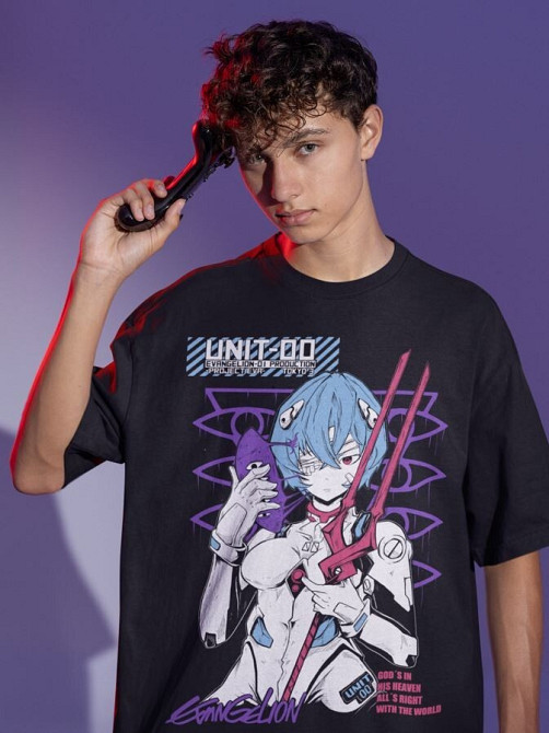 Футболка аниме Евангелион оверсайз (S/M/L) Черний AnimeJ0892 Днепр - изображение 3