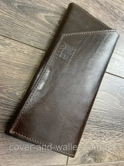 Женский длинный кошелёк из глянцевой кожи цвет шоколад Grande Pelle Festa 513620 Киев - изображение 5