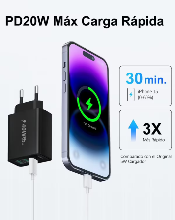 Адаптер живлення 2 в 1 Type C2 + USB2 40W Луцьк
