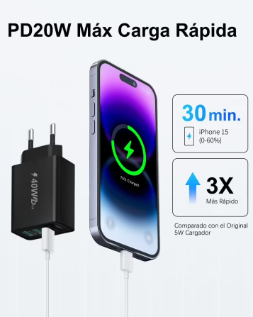 Адаптер живлення 2 в 1 Type C2 + USB2 40W Луцьк - фото 2