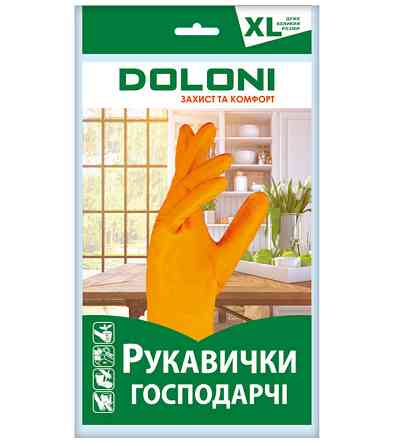 Перчатки хозяйственные латексные Doloni Household 4563 р.10 (XL) Рівне