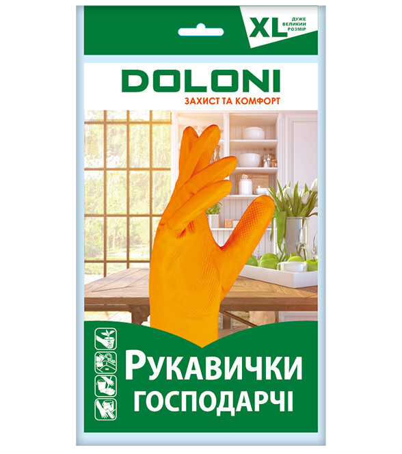 Перчатки хозяйственные латексные Doloni Household 4563 р.10 (XL) Ровно - изображение 2