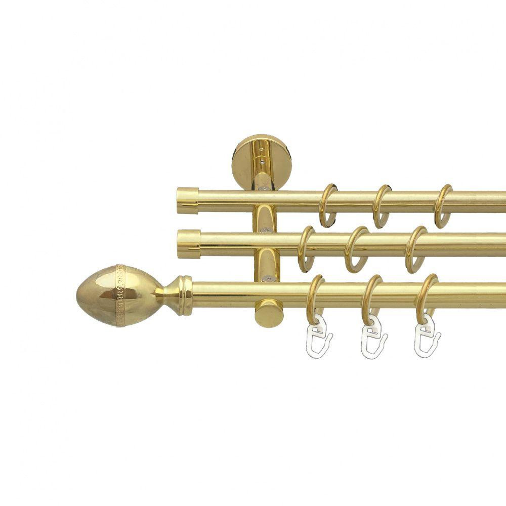 Карниз Orvit Фарже металевий трирядний циліндр (20 см) гладка труба кільце металеве Золото 16\16\16 мм 240 см (00-00014765) Львів - фото 1