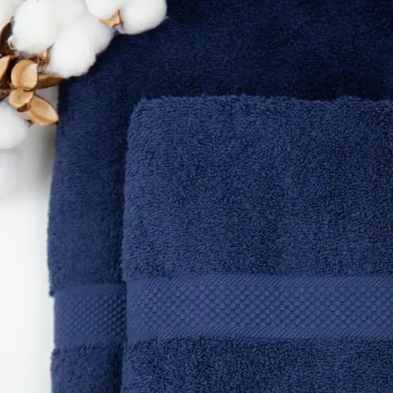 Синій рушник махровий 50 90 см бавовна банний ТЕП лицьовий 100 cotton з петелькою «Honey» Dark Blue Одеса