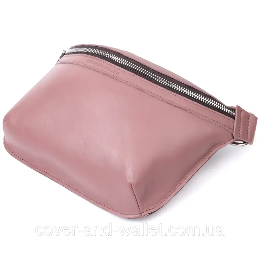 Стильна жіноча бананка з натуральної шкіри пудрового кольору Grande Pelle 743665 Київ - фото 4