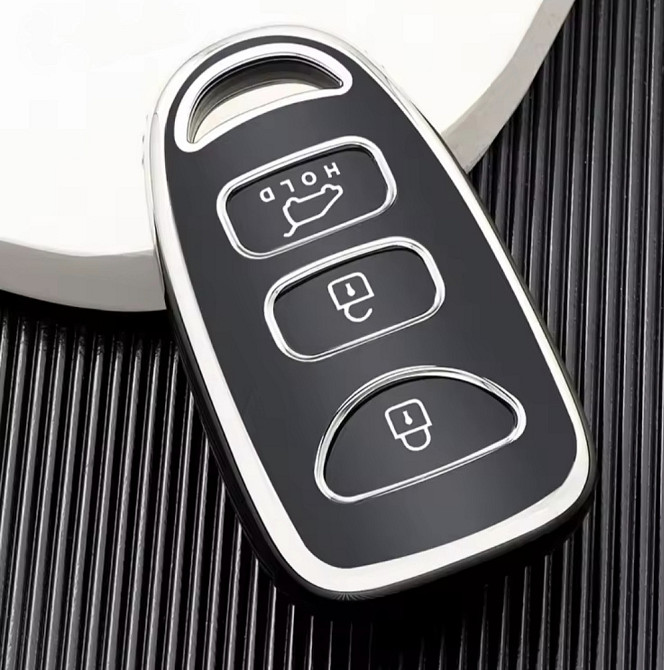 Защитный чехол для автомобильного ключа Hyundai Kia Черный с серебром Смела - изображение 1