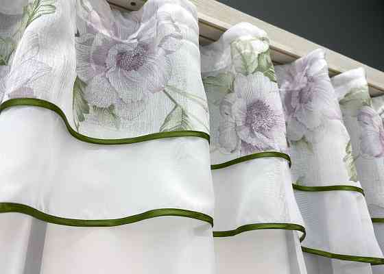 Кухонная гардина VR-Textil № 036к арка белый с сиреневым и салатовым 280х170 см (52-1172) Киев