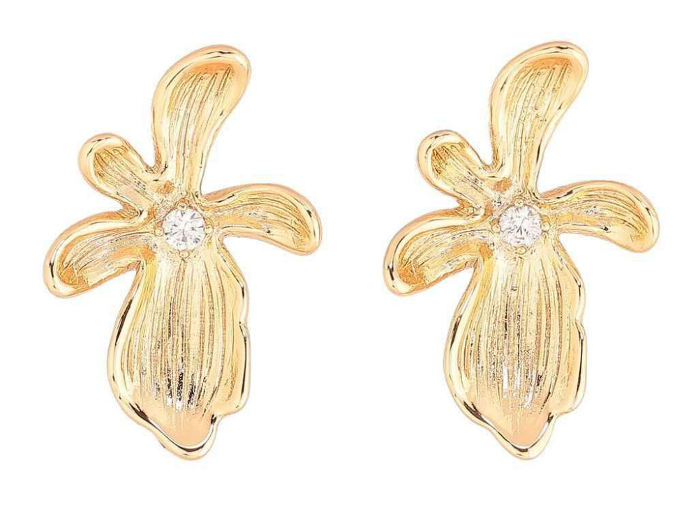 Сережки пусети позолота 18K «Декоративні квіточки» 288625 ТМ XUPING Київ - фото 1
