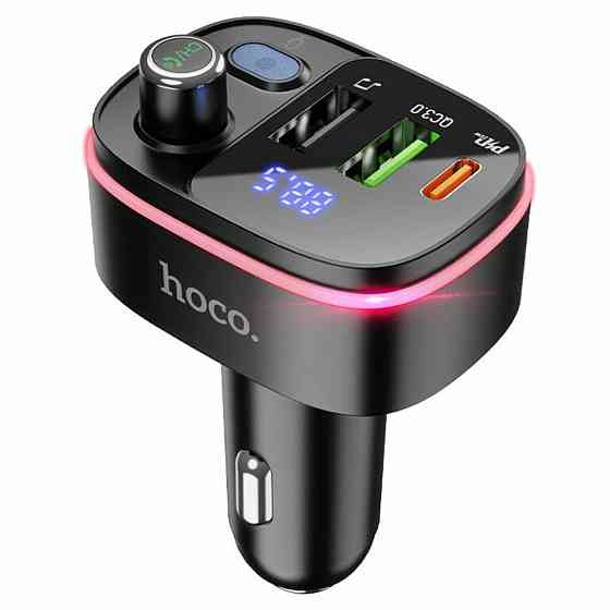 АЗП з FM-модулятором HOCO E62 Fast PD20W+QC3.0 car BT FM transmitter Black Киев