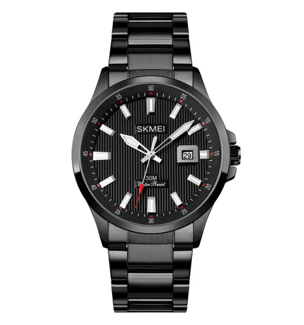 Мужские наручные часы Skmei 1654 (Черные на стальном браслете) Киев - изображение 1