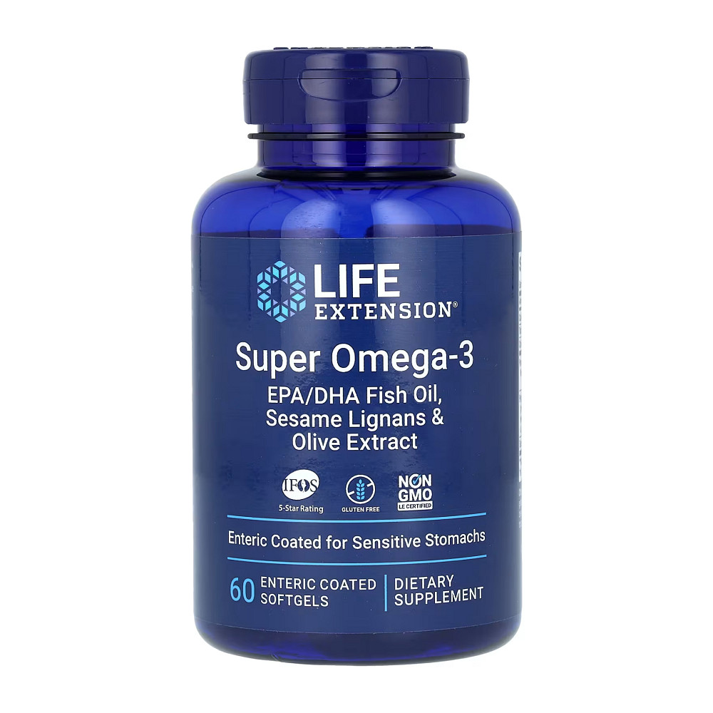 Super Omega-3 EPA/DHA Fish Oil Sesame Lignans & Olive Extract Enteric Coated  - 60 softgels Луцк - изображение 1