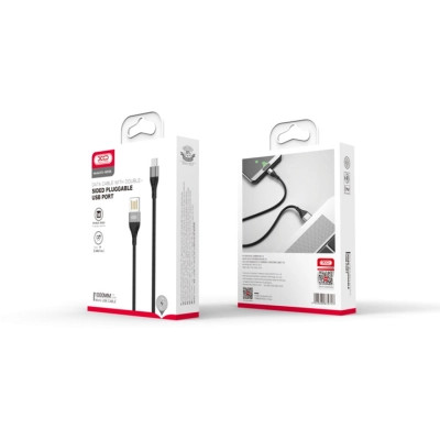 Дата кабель USB 2.0 AM to Micro 5P 1.0m 2.4A double-sided NB188 gray XO (6920680879717) Вінниця - фото 2