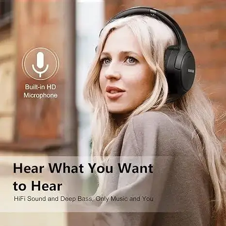 Беспроводные наушники RUNOLIM WH301A Bluetooth 5.3, ANC 95%, Hi-Fi, микрофон, 70 часов работы, 3,5 мм, черные Киев - изображение 8