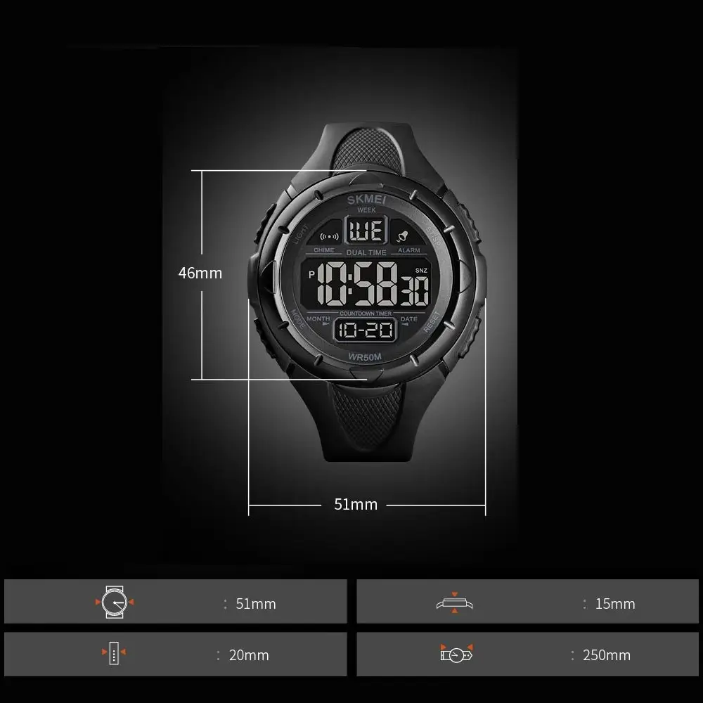 Мужские спортивные часы Skmei 1656 (Черные) Винница - изображение 10