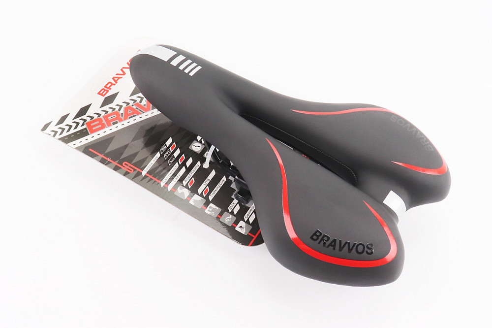 Сидіння MTB 270x160мм, чорно-червоне YF-1034 Киев - изображение 1