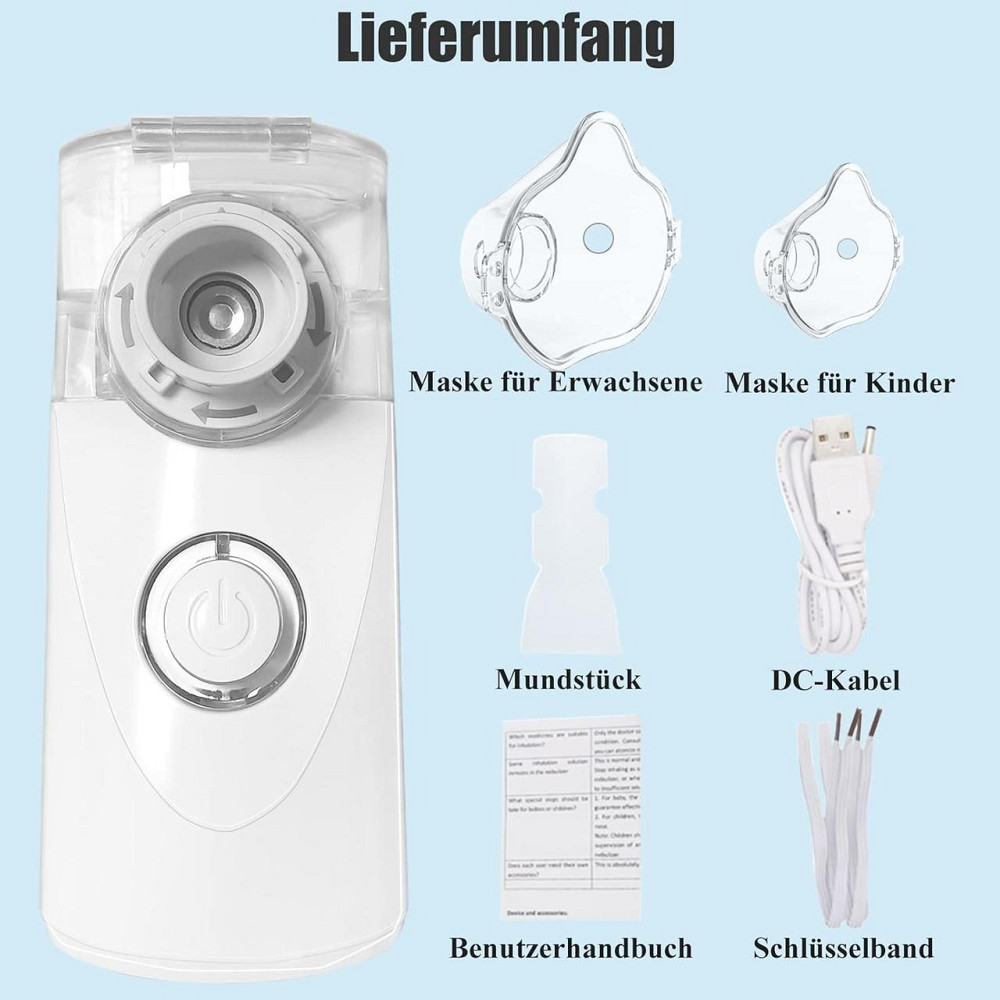 Портативний ультразвуковий інгалятор для дітей і дорослих з мундштуком та 2 масками, небулайзер фіолетовий Київ - фото 6