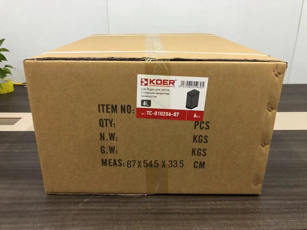 Відро для сміття з плавним закриванням Koer TC-010206-07 6 л колір сірий нерж. сталь антипалець (KR5596) Чернівці - фото 8
